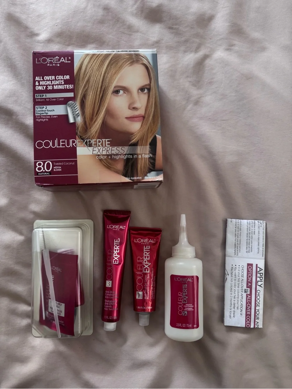 LOREAL EXPRESS Hair Color & highlights 8.0 Toasted Coconut Medium Blonde